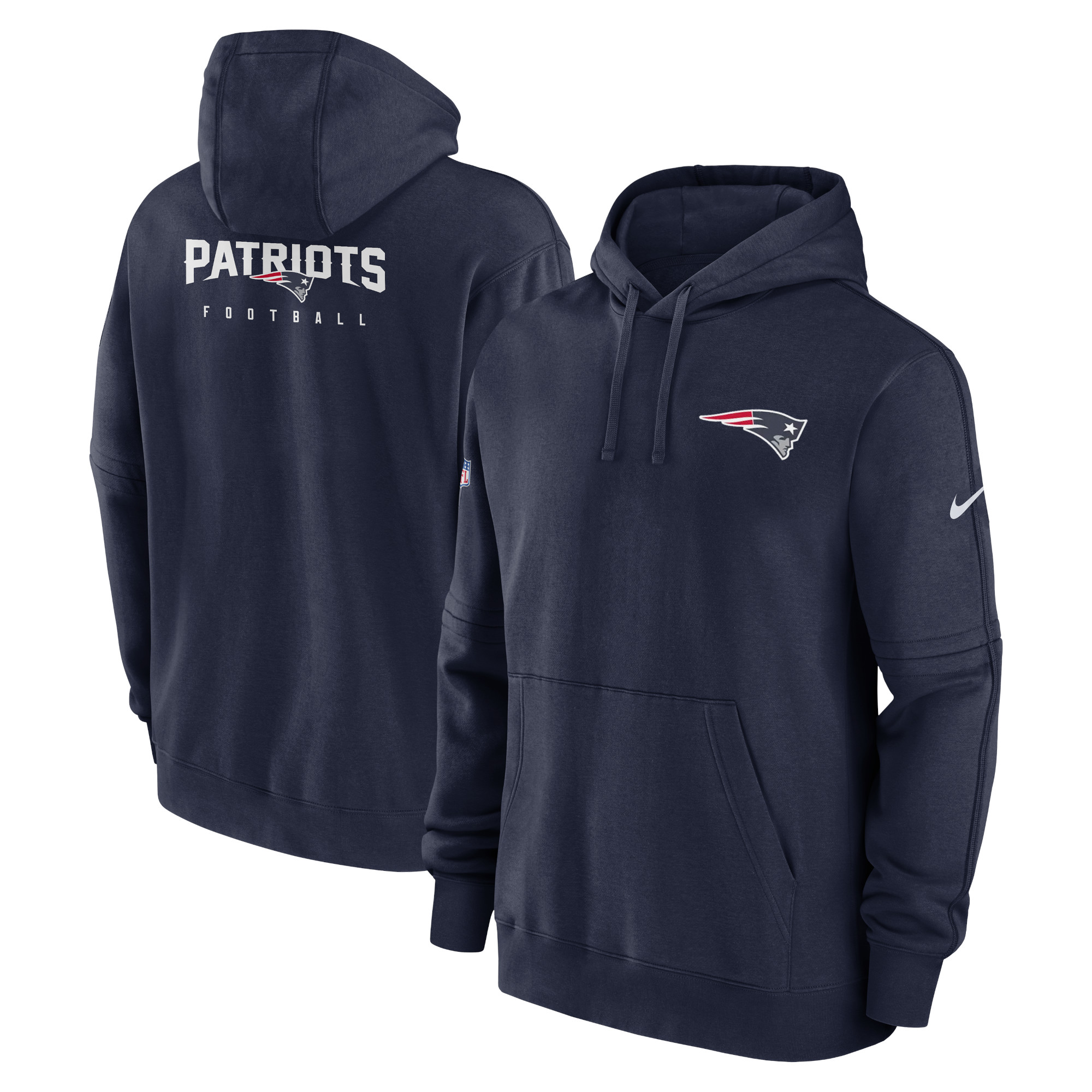 Nike New England Patriots Sideline Club Fleece-Kapuzenpullover für Herren, Marineblau