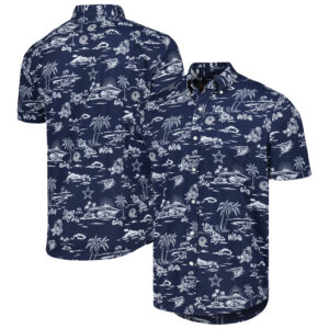 Marineblaues Dallas Cowboys Throwback Kekai-Print-Hemd mit Knopfleiste von Reyn Spooner für Herren