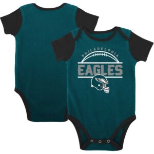 Dreiteiliges Set aus Body, Lätzchen und Schuhen der Philadelphia Eagles Home Field Advantage für Neugeborene und Kleinkinder in Mitternachtsgrün/Schwarz