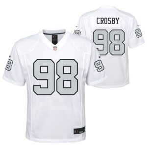 Weißes Nike Maxx Crosby Spieltrikot der Las Vegas Raiders für Jugendliche