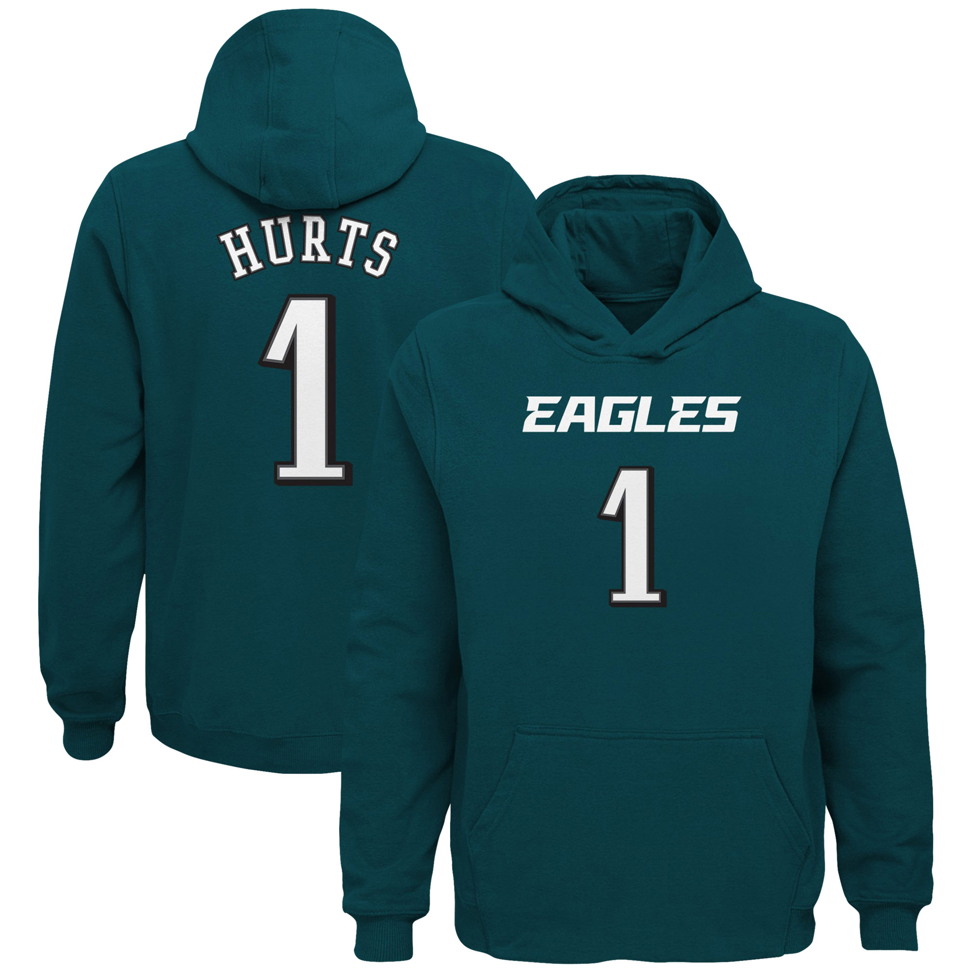 Jugend-Jalen Hurts Midnight Green Philadelphia Eagles Mainliner-Spielername und -Nummer Pullover-Hoodie