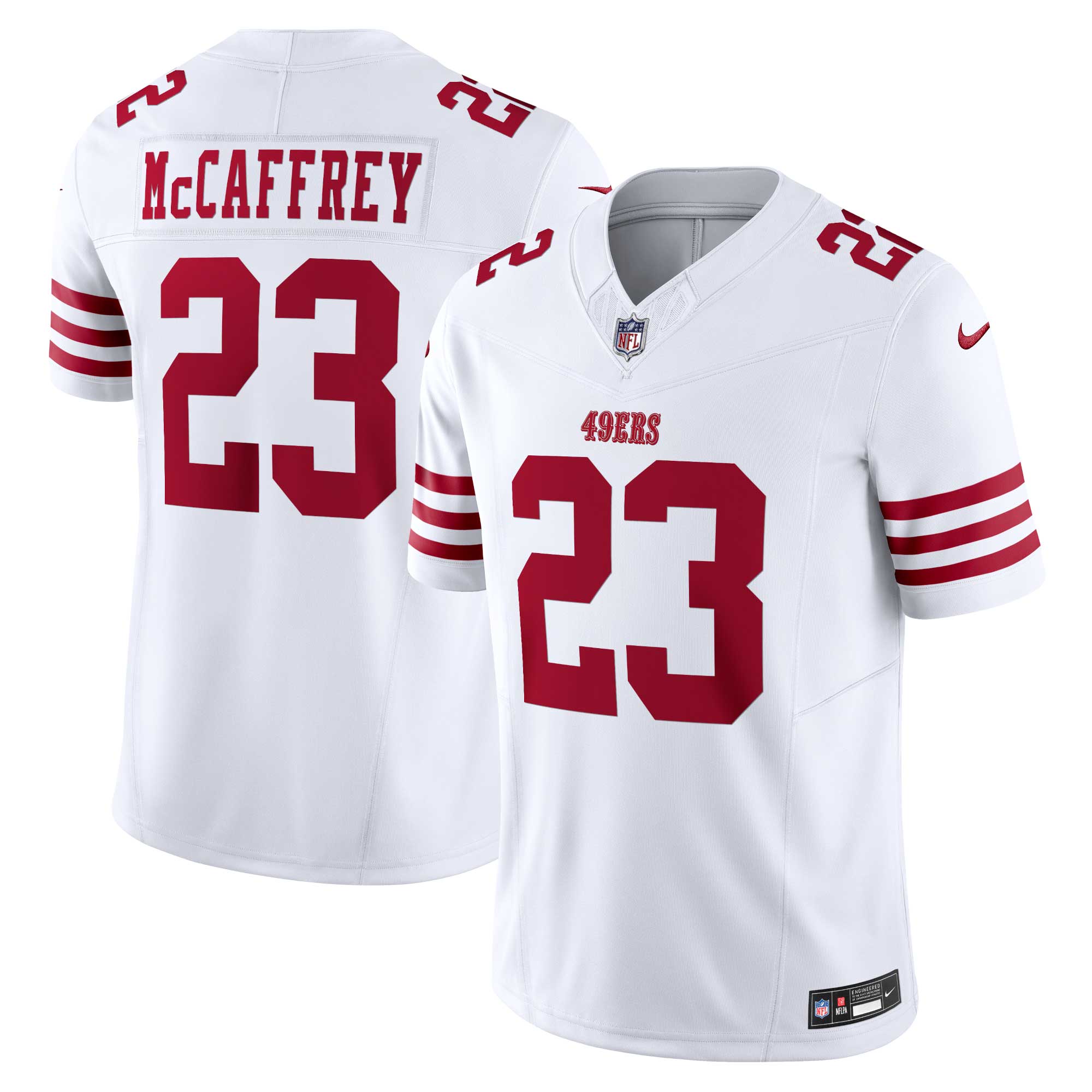 Weißes San Francisco 49ers Vapor F.U.S.E. Limited-Trikot von Christian McCaffrey für Herren von Nike