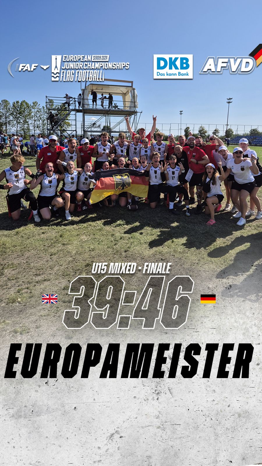 Deutsches Jugend Flag Football U15 Mixed National Team ist Europameister 2024