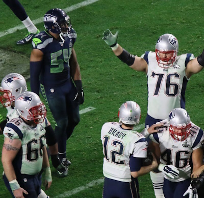 Tom Brady (12) und Sebastian Vollmer (76) Super Bowl XLIX