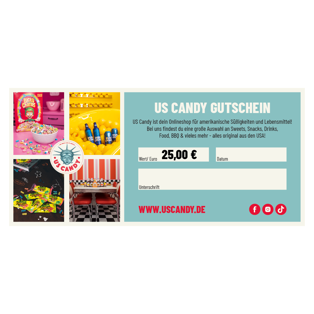 US Candy Gutschein 25,00 Euro