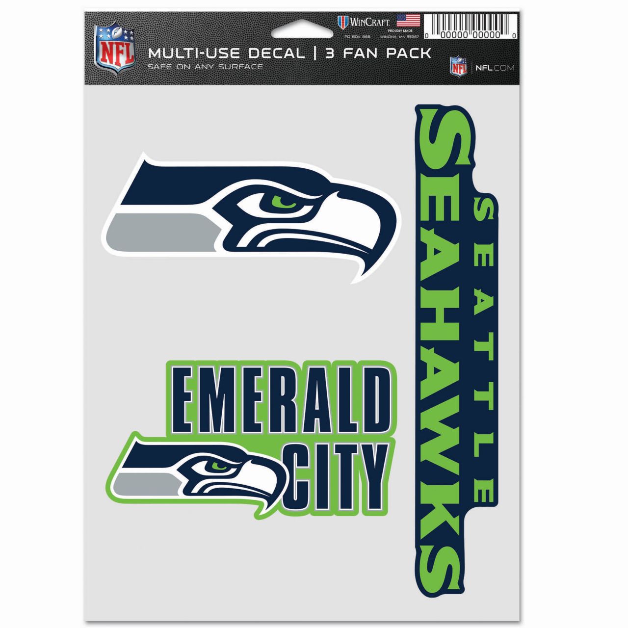 NFL Aufkleber Multi-Use 3er Set 20x15cm – Seattle Seahawks