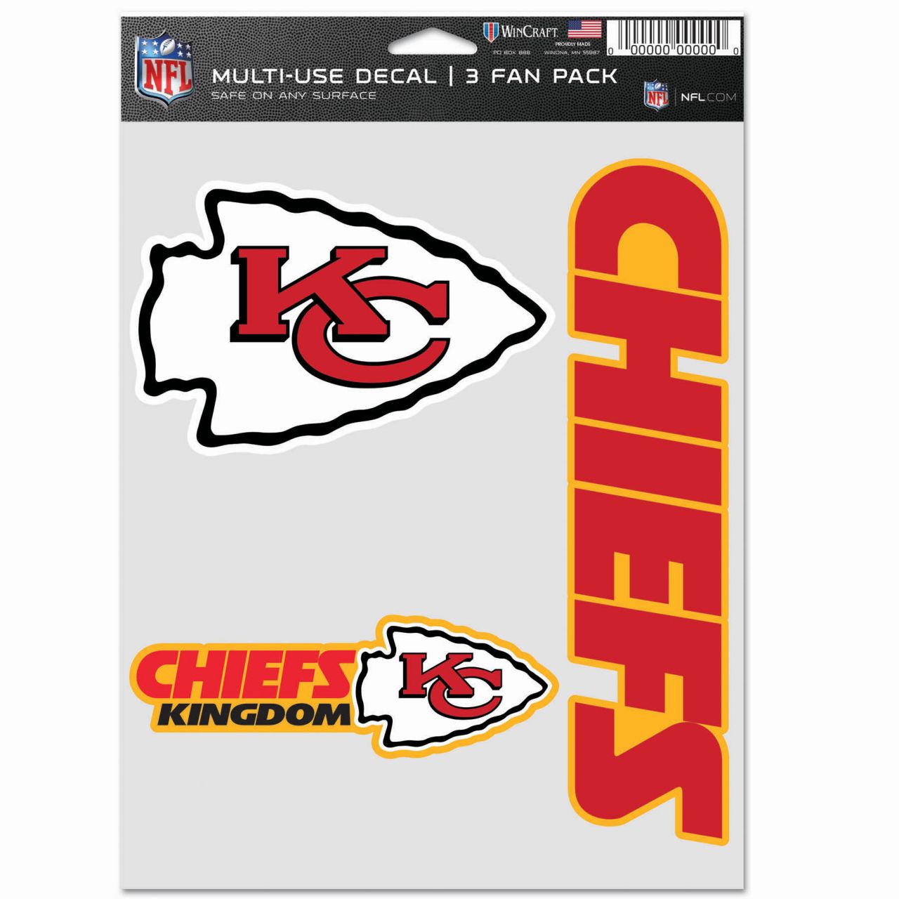 NFL Aufkleber Multi 3er Set 20x15cm – Kansas City Chiefs