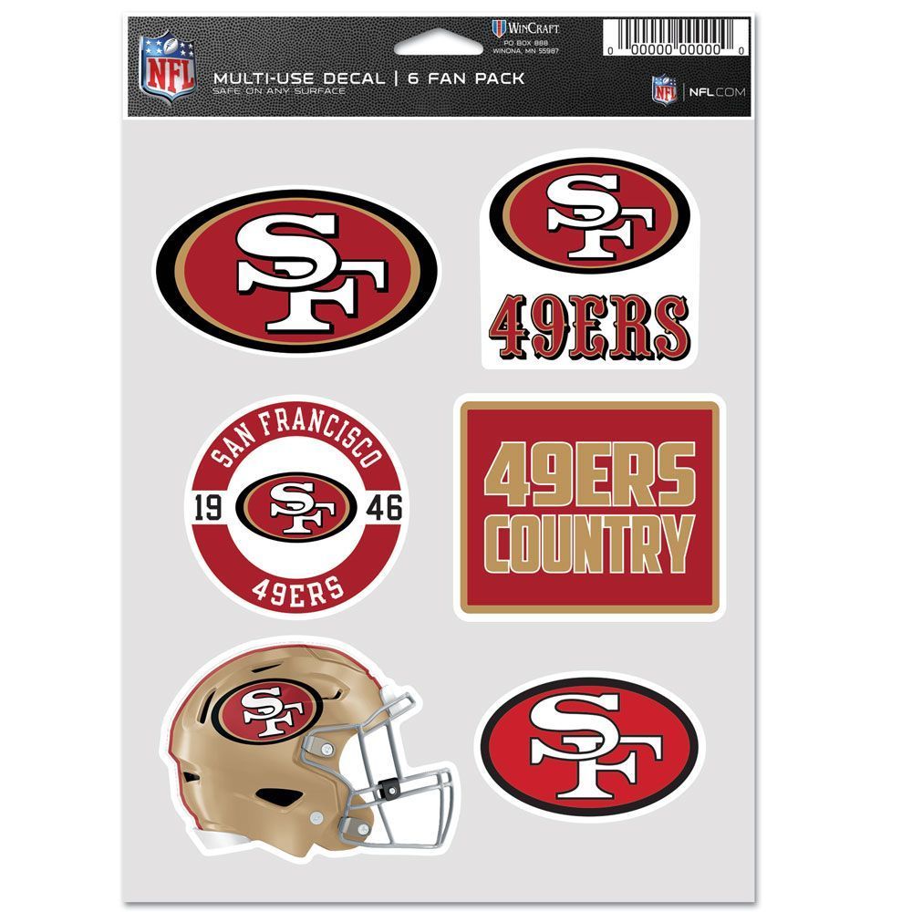 NFL Aufkleber Multi-Use 6er Set 19x14cm San Francisco 49ers