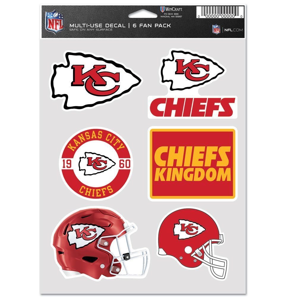 NFL Aufkleber Multi-Use 6er Set 19x14cm Kansas City Chiefs