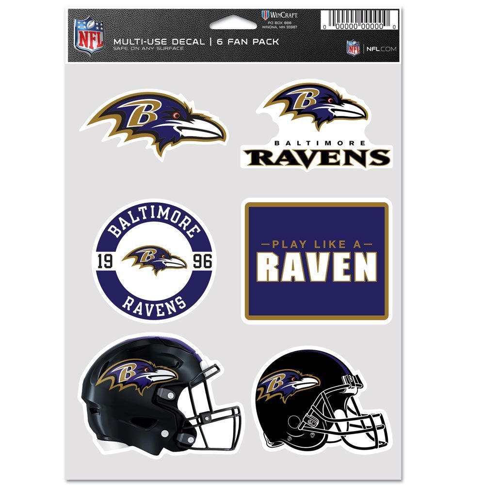 NFL Aufkleber Multi-Use 6er Set 19x14cm – Baltimore Ravens