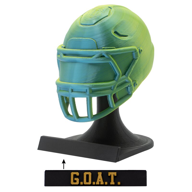 American Football MVP Helm Trophäe blau-grün Helm + Ständer GOAT