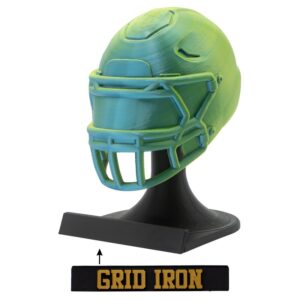 American Football MVP Helm Trophäe blau-grün Helm + Ständer Grid Iron