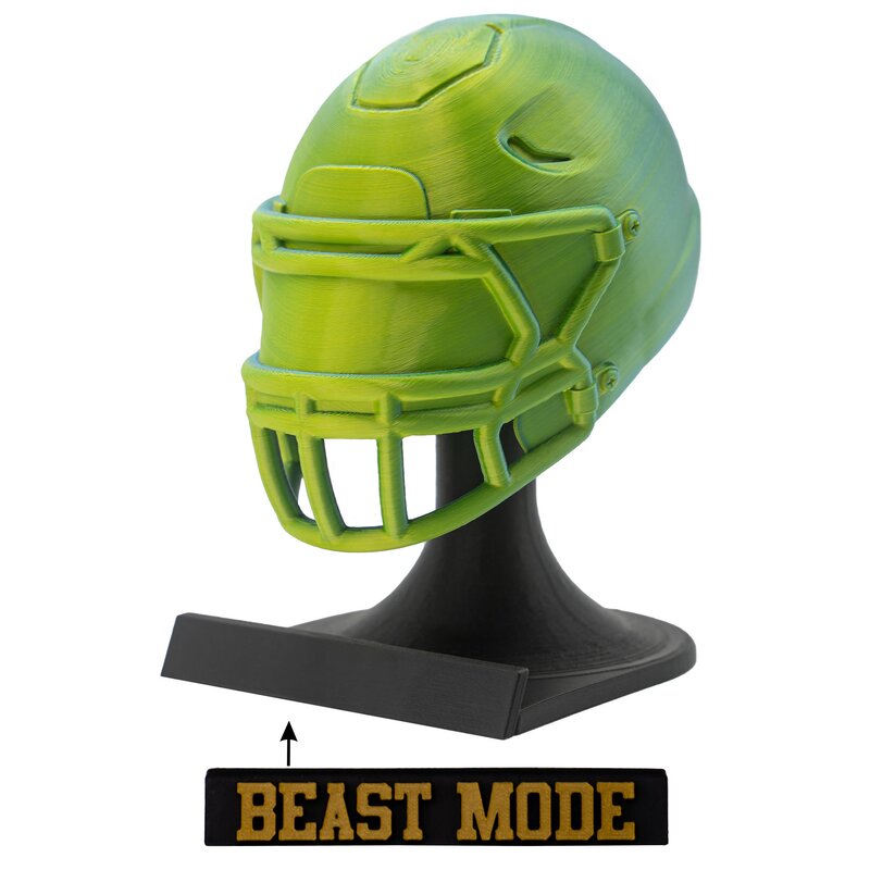 American Football MVP Helm Trophäe grün-blau Helm + Ständer Beast Mode