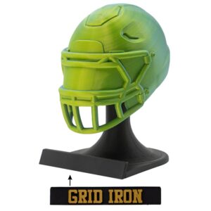 American Football MVP Helm Trophäe grün-blau Helm + Ständer Grid Iron