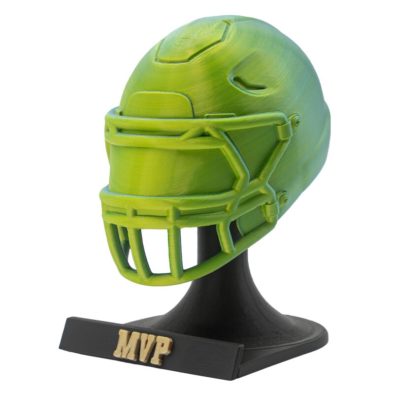 American Football MVP Helm Trophäe grün-blau Helm + Ständer MVP