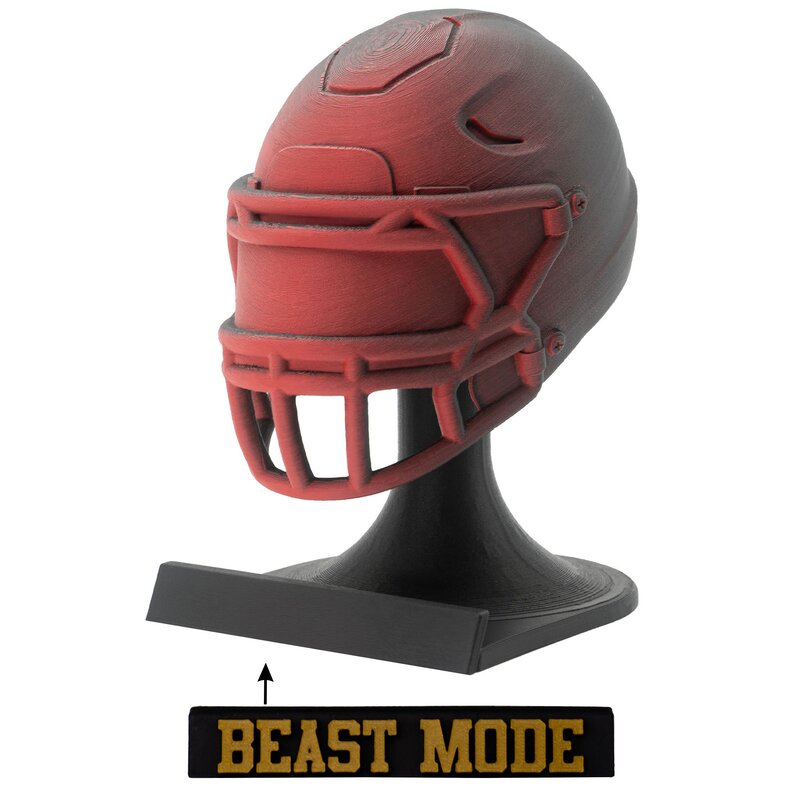 American Football MVP Helm Trophäe rot-schwarz Helm + Ständer Beast Mode