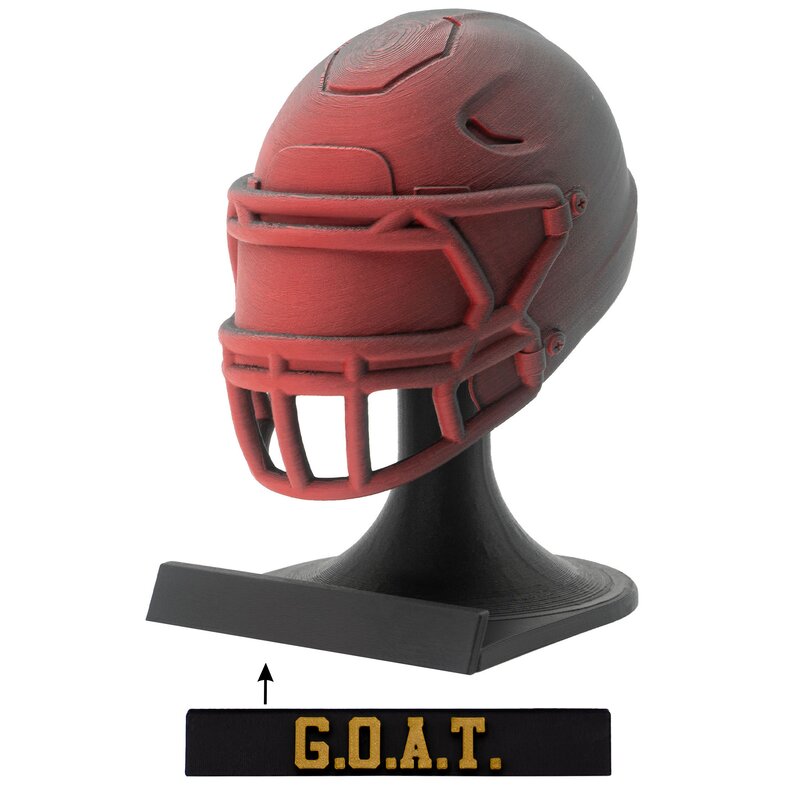 American Football MVP Helm Trophäe rot-schwarz Helm + Ständer GOAT