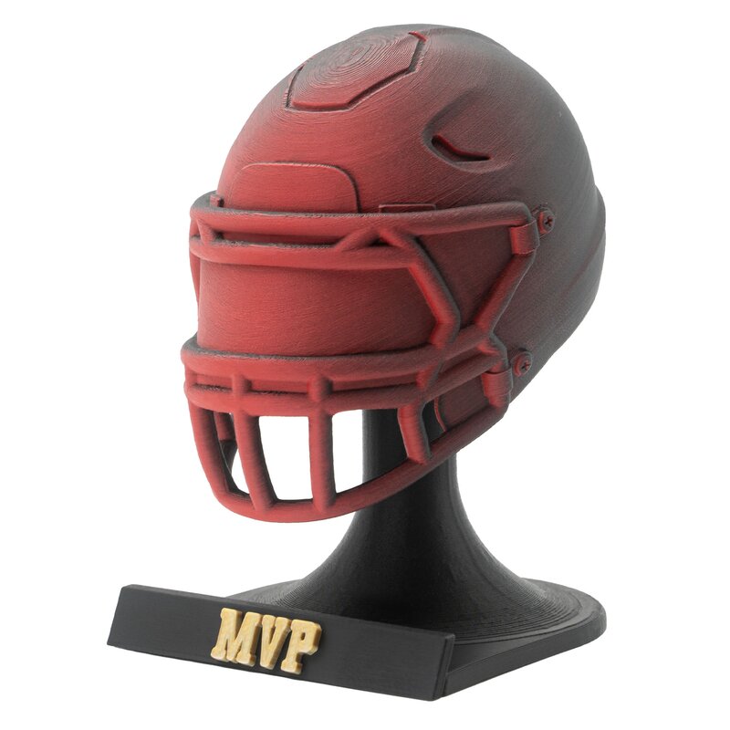 American Football MVP Helm Trophäe rot-schwarz Helm + Ständer MVP