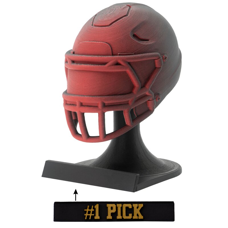 American Football MVP Helm Trophäe rot-schwarz Helm + Ständer No.1 Pick