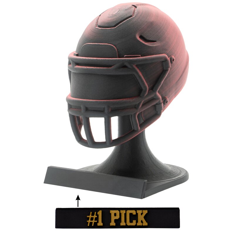 American Football MVP Helm Trophäe schwarz-rot Helm + Ständer No.1 Pick