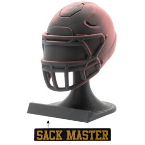 American Football MVP Helm Trophäe schwarz-rot Helm + Ständer Sack Master